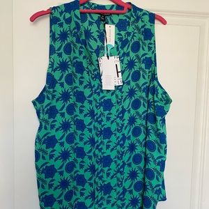 41 Hawthorn green/blue shell/tank top blouse